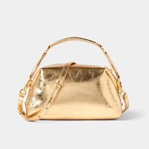 LE84 Gold Leather Shoulder Bag